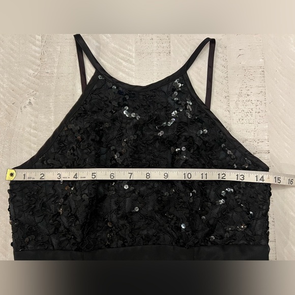 Women’s vintage Y2K Halter Empire Whimsy Goth Black Sequin Gown sz 3/4 USA Made - Picture 6 of 11